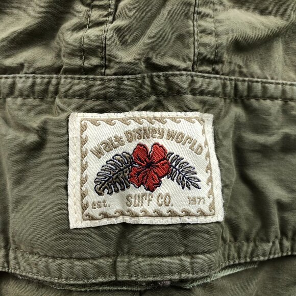 Walt Disney Word Mens Cargo Shorts Large Green Elastic Waist Drawstring Casual - Picture 10 of 13